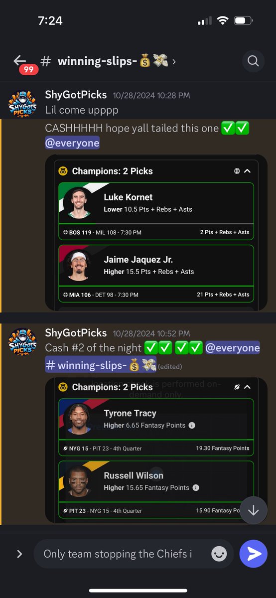 ShyGotPicks's tweet photo. 100+ People eating DAILY in the discord. We growing a WINNING community ✅💸 

You can jump in for FREE right now. We in there cooking up slips all day‼️ 

Join here let’s win: https://t.co/ZKeCHnHAfE https://t.co/hKIW4XzSMO