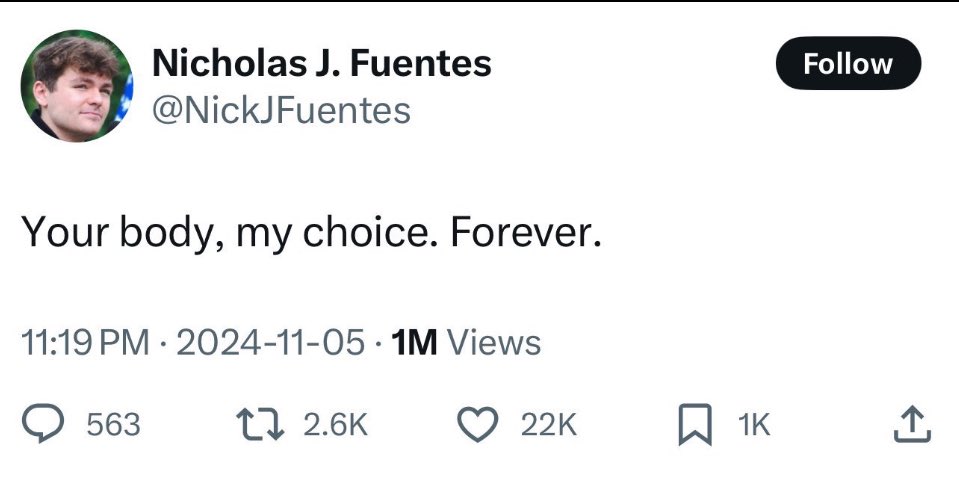 RhizzaAltadena's tweet photo. NICCA…YOU GAE
Men can’t get pregnant 
 @NickJFuentes https://t.co/odGOQWwbNg