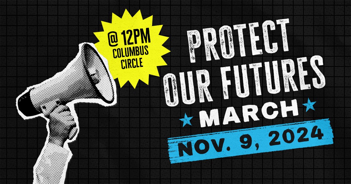 nycpusa's tweet photo. 🚨ACTION ALERT: In the face of the devastating election results, it's now up to us to #ProtectOurFutures.

We must make it clear that NYers will continue to stand in community against the authoritarianism &amp; danger to come.

🗓️Saturday, Nov. 9
⏰12 PM
📍Columbus Circle

Join us! https://t.co/i80UzQAl2x