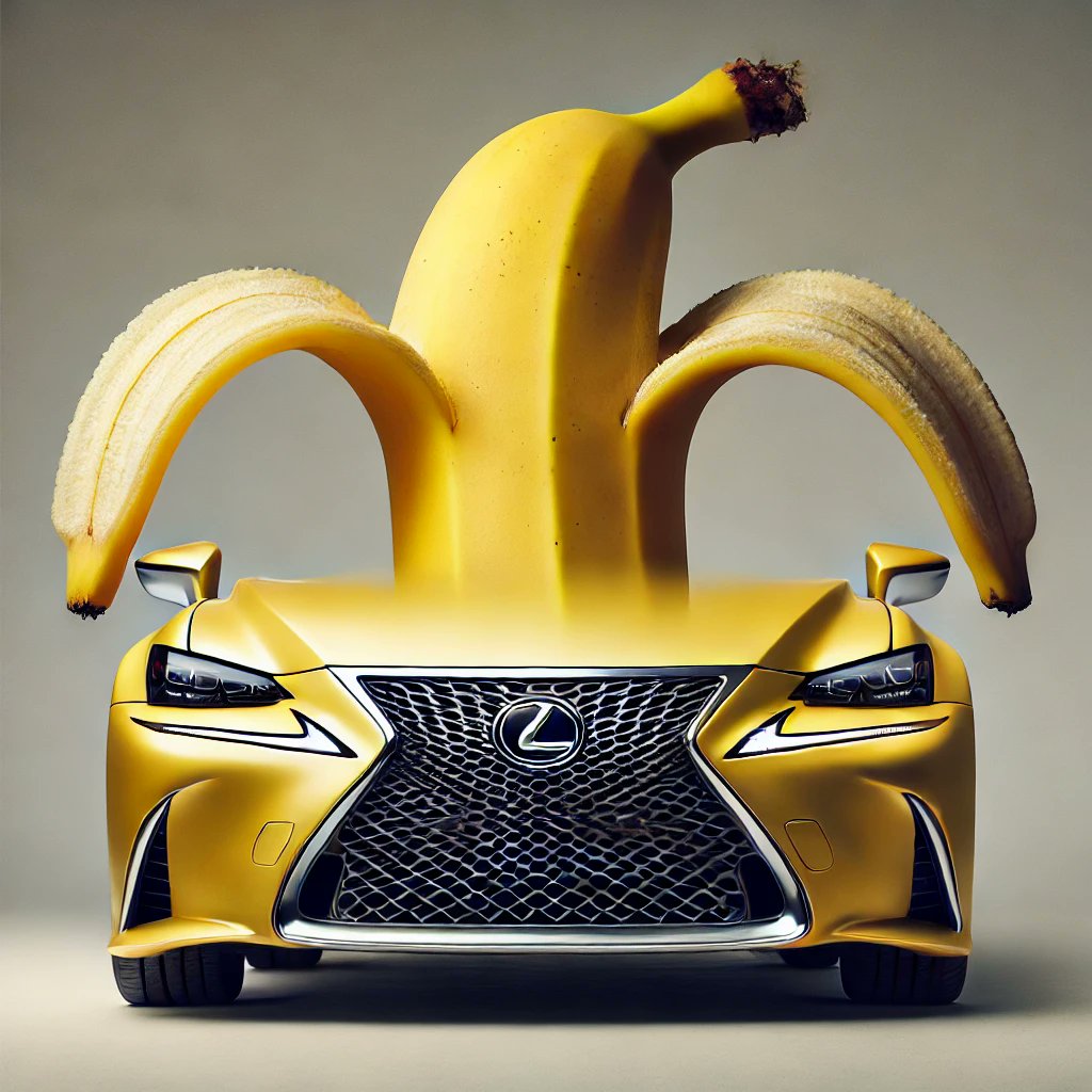 HIGIKEN's tweet photo. 感情機能搭載？ 
 
今旬のチャットGPT。「LEXUSテイストでカボチャを描いて」で、出来たのがこのクールなカボチャ。　調子に乗って「LEXUSテイストでバナナを描いて」 と、またくらだない���示をして出来た画像が、、、、怒ってます？ 
 
 ＃レクサス  ＃南瓜 ＃草間彌生 ＃ベータカロテン  ＃アート https://t.co/dZbNzqlnjN