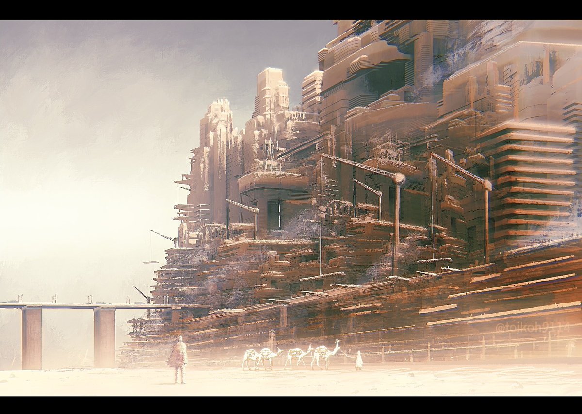 その巨大な資源で都市は常に拡張し続け、砂漠を覆い始めている
世界崩壊後における貴重な交易都市ともなっている

というイメージ