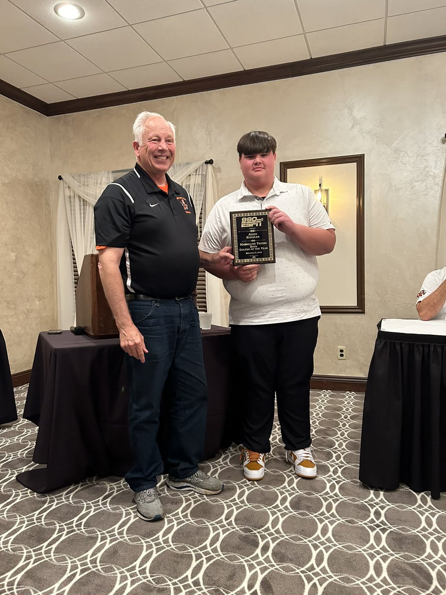 Rising senior Aiden Koehler had a great 2024 season. He was a Division 1 district qualifier, first team all Stark County, honorable mention all Northeast Ohio, and tonight he was named ESPN 990 player of the year! <a href="/MTigerAthletics/">Massillon Tigers</a> <a href="/MassillonSchool/">Massillon City Schools</a>