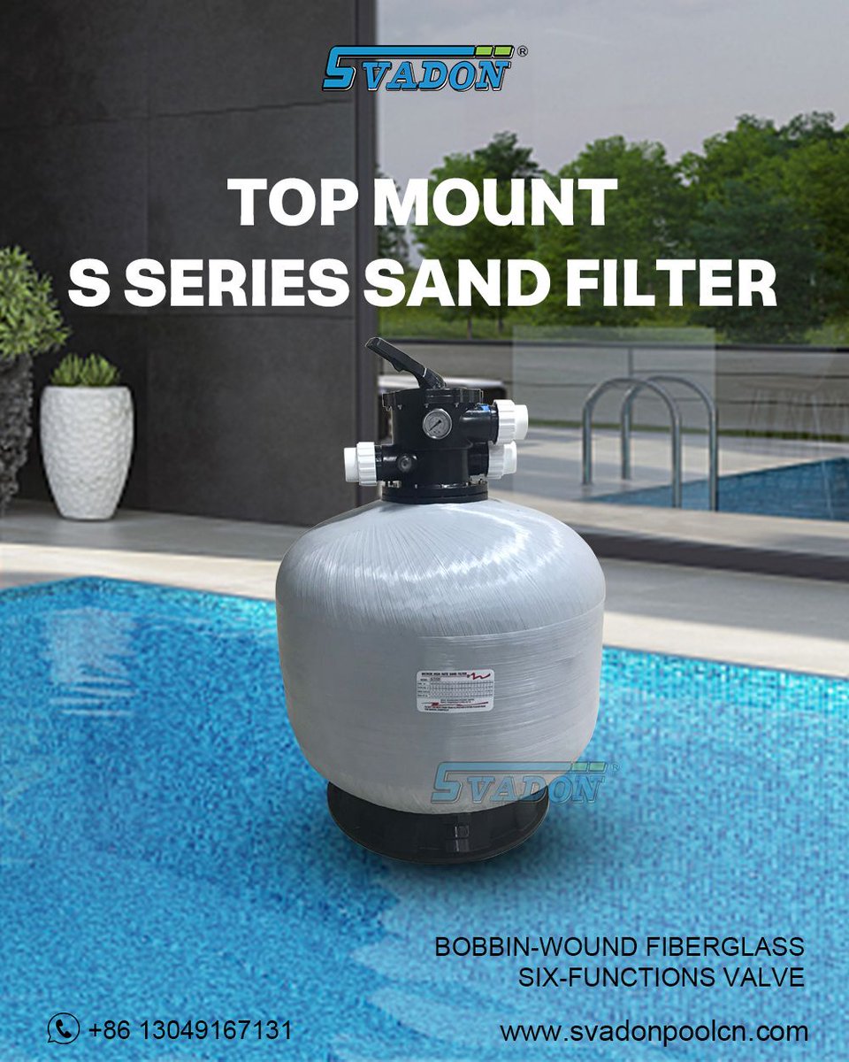 JoeyLeu64188999's tweet image. Svadon S Series Sand Filter
① Bobbin-wound fiberglass reinforced tank.
② The surface is treated with UV resistance and has a long service life.
③ Equipped with six-position valves with complete functions. 

#sandfilter #poolsandfilter #fiberglasstanksandfilter #svadon