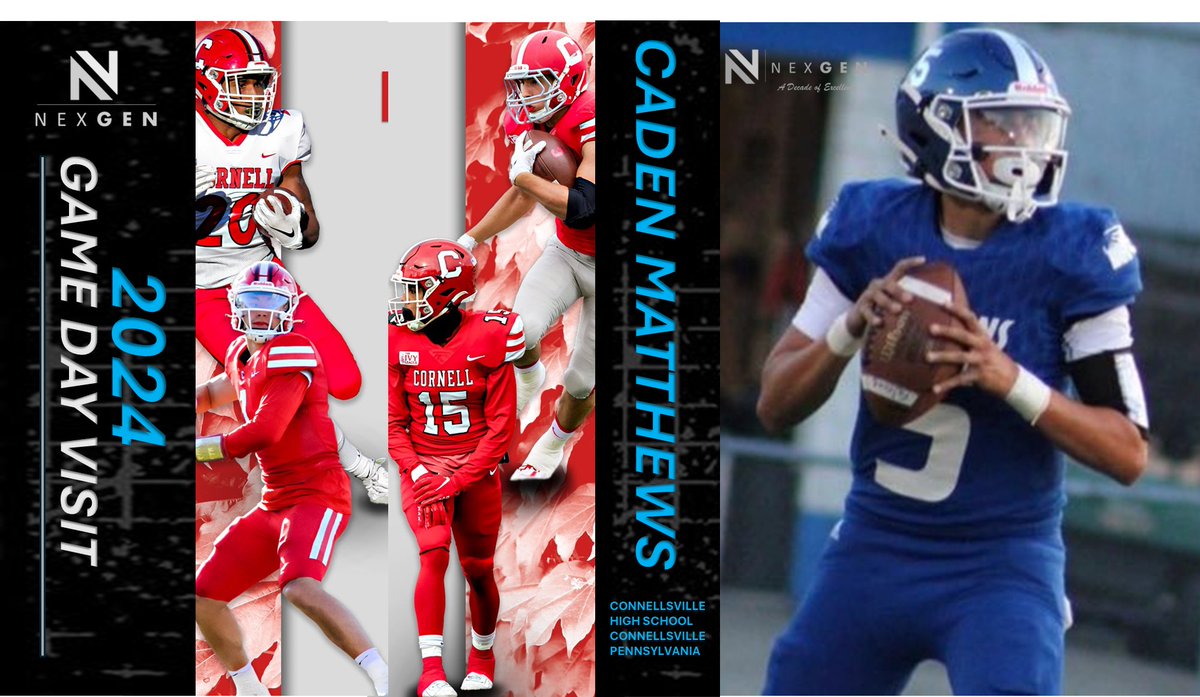 Keith Smilie (@nexgenscouting) on Twitter photo 2024 Game Day Visit
11/9/24
📍Cornell <a href="/BIGRED_FB/">Big Red Football</a>
✅2026 QB Caden Matthews <a href="/cadenmatthews03/">Caden Matthews</a>
Connellsville HS <a href="/ConnellsvilleFB/">Falcons Football</a>
Connellsville (PA) 2024 Game Day Visit
11/9/24
📍Cornell <a href="/BIGRED_FB/">Big Red Football</a>
✅2026 QB Caden Matthews <a href="/cadenmatthews03/">Caden Matthews</a>
Connellsville HS <a href="/ConnellsvilleFB/">Falcons Football</a>
Connellsville (PA)
