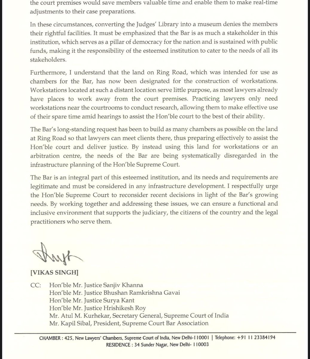 Live Law (@livelawindia) on Twitter photo Senior Advocate and former SCBA President Vikas Singh writes to CJI DY Chandrachud to revoke the decision to convert Judges Library into a Museum Senior Advocate and former SCBA President Vikas Singh writes to CJI DY Chandrachud to revoke the decision to convert Judges Library into a Museum