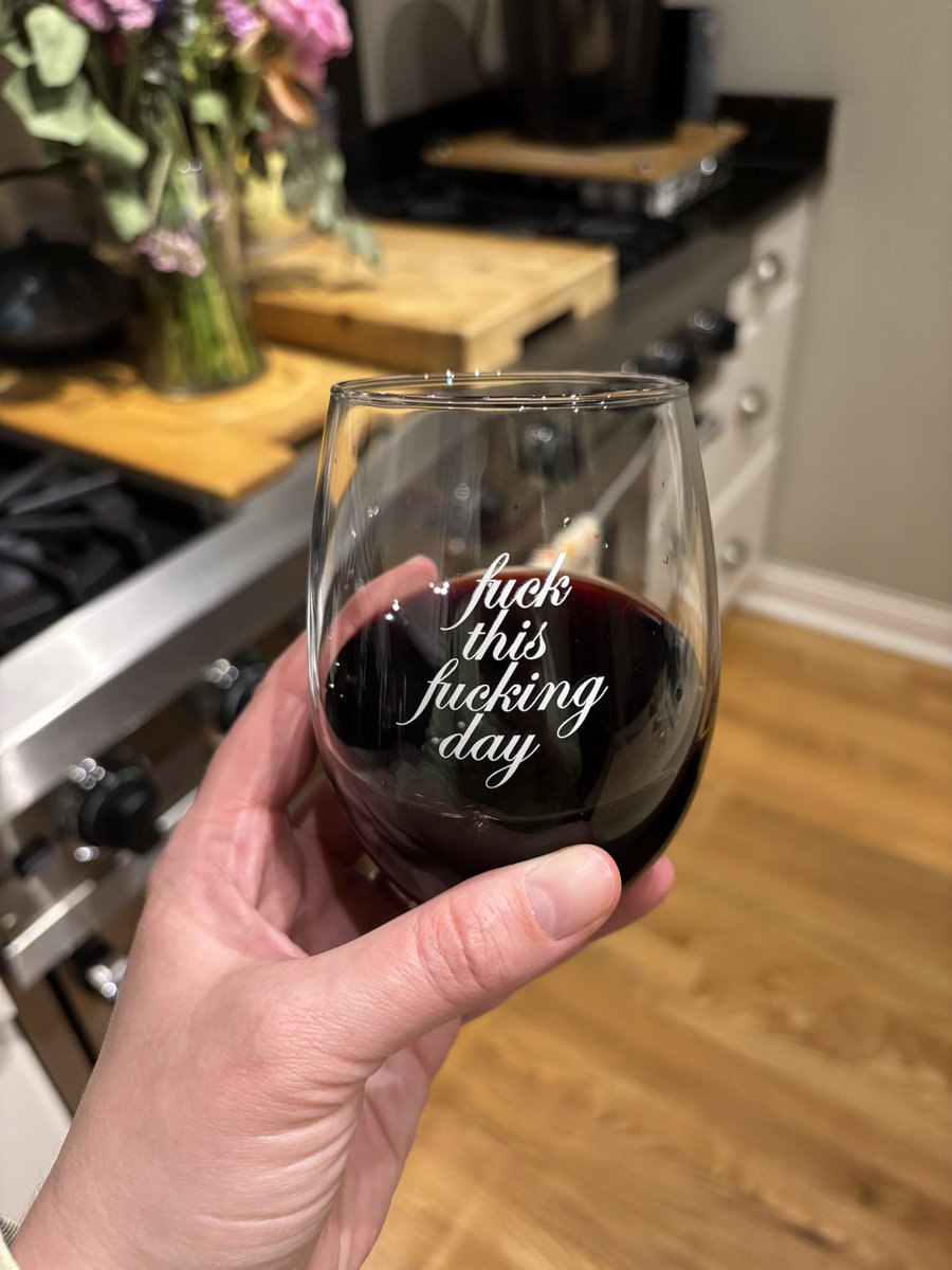 My dedicated wine glass for the next 4 years…

While we plot and prepare and minimize the damage that can be done to us and make sure this never f-ing happens again.