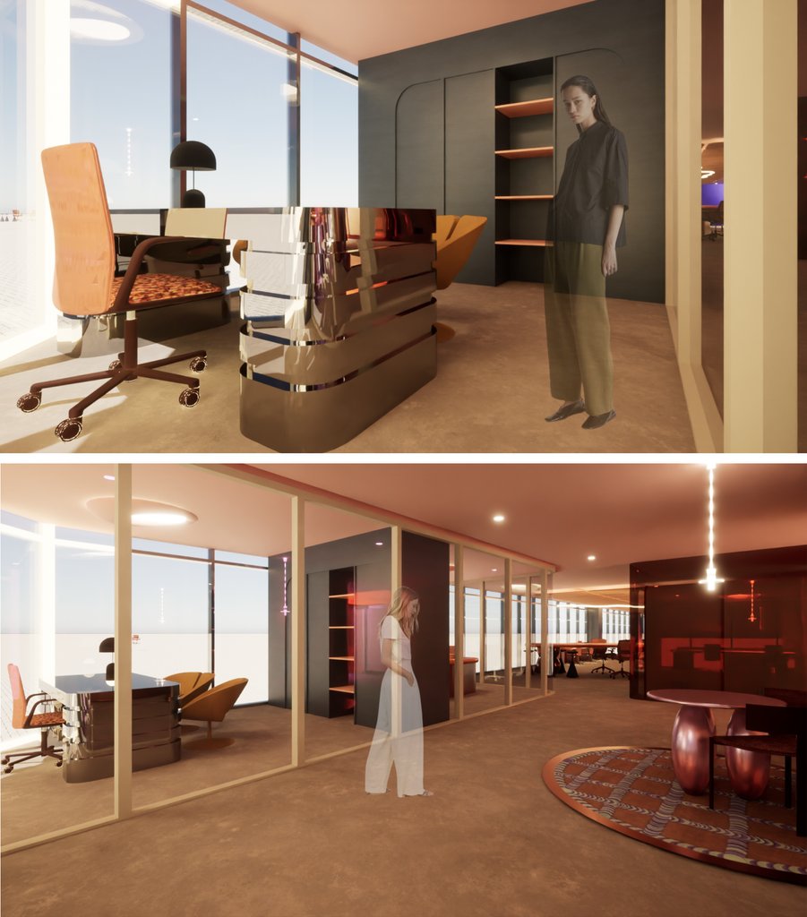 SydDesignSchool's tweet photo. Who wouldn't want to work in an office like this?! The colour palette! The furnishings! The finishes! Designed by the collaborative team of Diploma studetns Steph Porte, Laura Kessen and Leah Meyn, these renders show the executive offices of Instagram's Sydney HQ. https://t.co/iEOwqp9QP4
