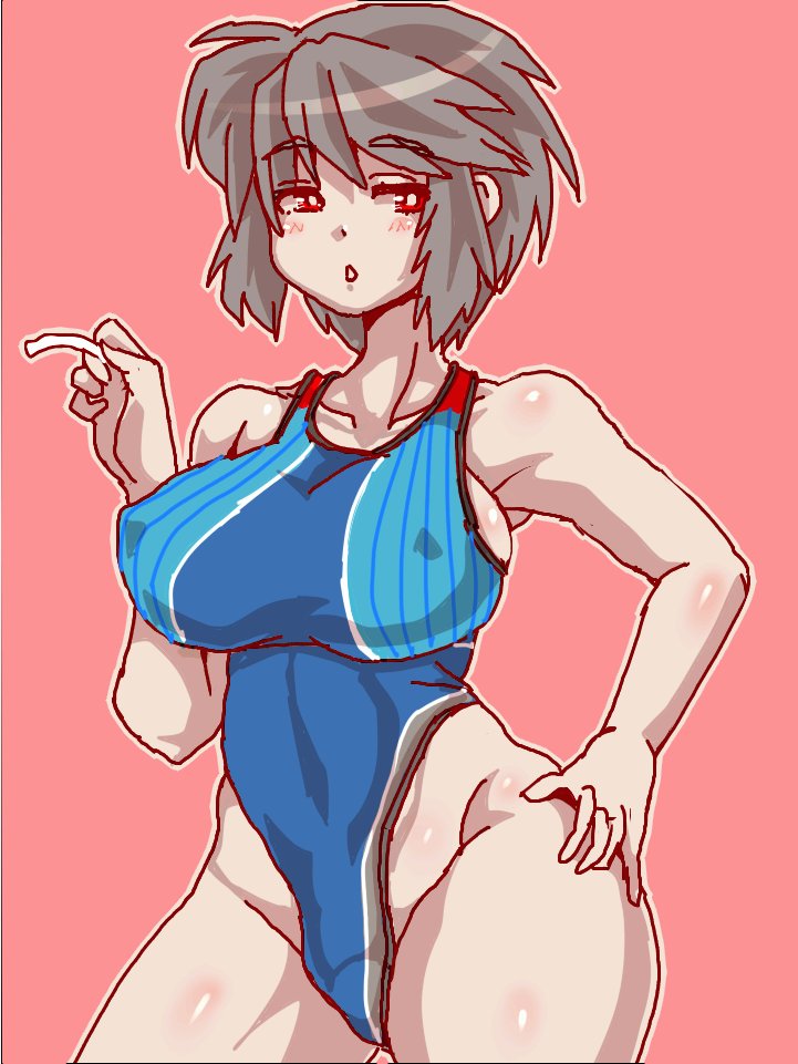 「ん?競泳水着の上にTシャツ着て水をかけてから▼の部分をよく見せろって?ケッタイなやつだな…」 