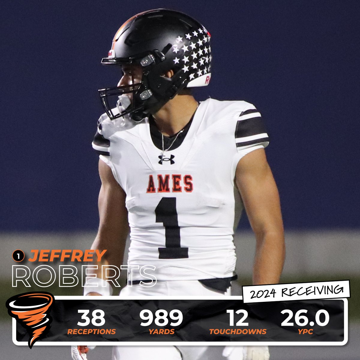 Ames High Football (@ameshighfball) on Twitter photo Our 2024 receiving leader, Jeffrey Roberts. This guy is electric. He has the speed and quickness to score every time he touches the ball. Thank you for the great season, <a href="/Roberts1Je50702/">Jeffrey Roberts</a> ! Our 2024 receiving leader, Jeffrey Roberts. This guy is electric. He has the speed and quickness to score every time he touches the ball. Thank you for the great season, <a href="/Roberts1Je50702/">Jeffrey Roberts</a> !