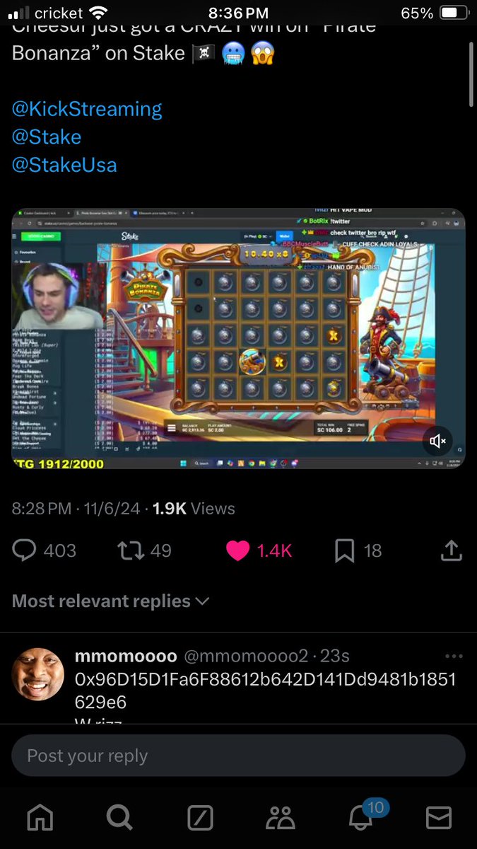 Findworkss's tweet photo. @CheesurReloads @kick @Stake @StakeUsa 0x96D15D1Fa6F88612b642D141Dd9481b1851629e6 https://t.co/mR053Ydi2b