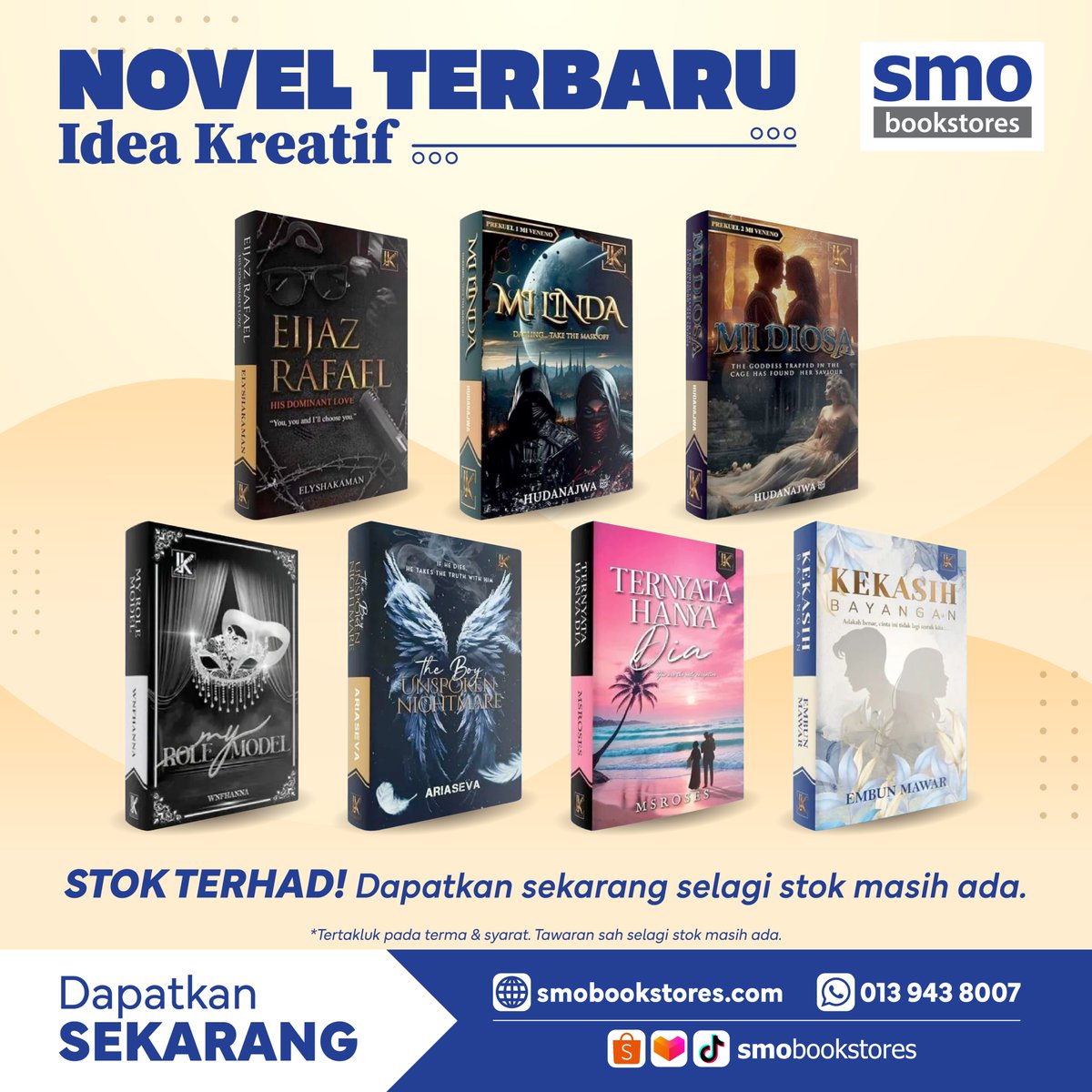 𝗡𝗢𝗩𝗘𝗟 𝗧𝗘𝗥𝗕𝗔𝗥𝗨 𝗜𝗗𝗘𝗔 𝗞𝗥𝗘𝗔𝗧𝗜𝗙✨

📍 𝗟𝗼𝗸𝗮𝘀𝗶: smobookstores.com/store-locator
📱 𝗢𝗻𝗹𝗶𝗻𝗲: beacons.ai/smobookstores

#smobookstores #NewArrival #ideakreatif #novelrecommendations #hudanajwa #ariaseva #wnfhanna #msroses #embunmawar #elyshakaman