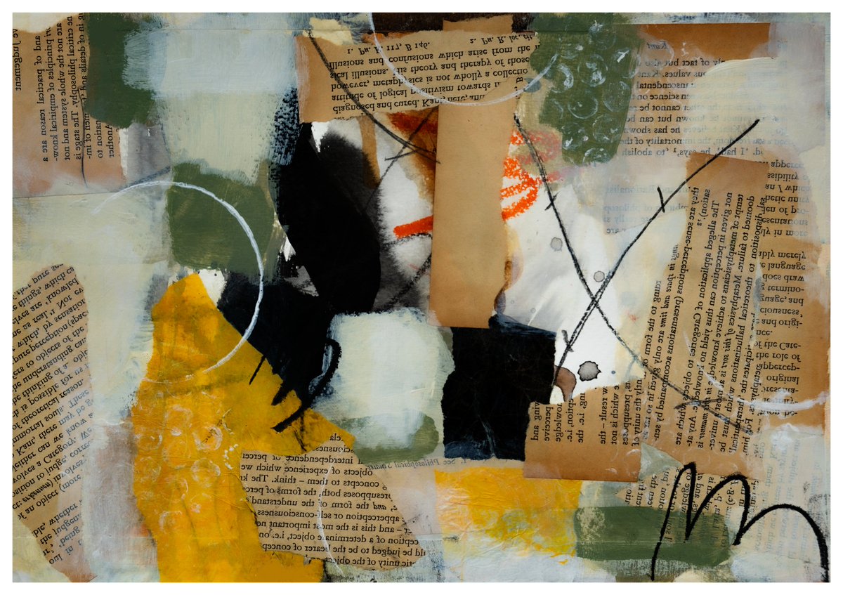 Page_11: This collage collection breathes new life into Kant's Introduction to Philosophy, transforming its pages into visual dialogues. Layering fragmented ideas, each piece invites viewers to engage with philosophy in a tactile, thought-provoking way. Because art makes the