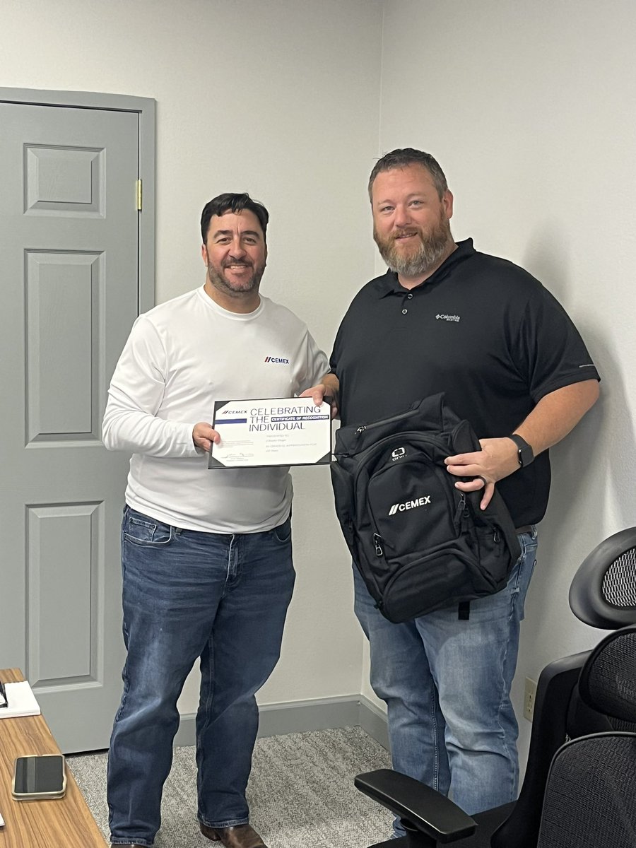 Had the opportunity to celebrate <a href="/ClintTroyer/">Clint Troyer</a> today for reaching 10 years with <a href="/Cemex_USA/">Cemex US</a> - appreciate all you do for our team!