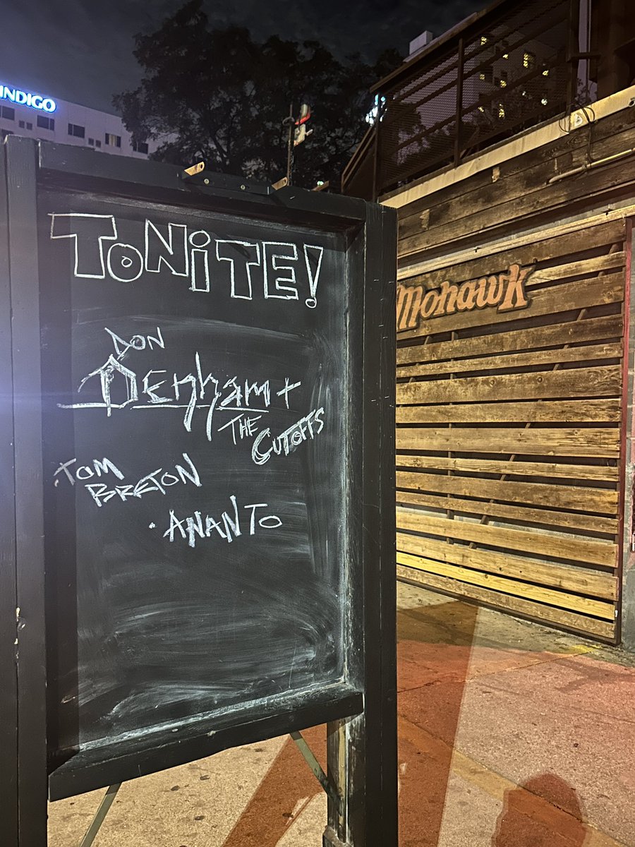 don_denham's tweet photo. Playing the historic, Mohawk tonight. I’ve seen so many of my favorite bands play here. The Sword, Cursive, Pinback, New Found Glory to name a few.

It may seem silly but being on this chalkboard, playing songs I wrote here tonight means a whole fucking lot to this me. https://t.co/xW8MCBKRVU