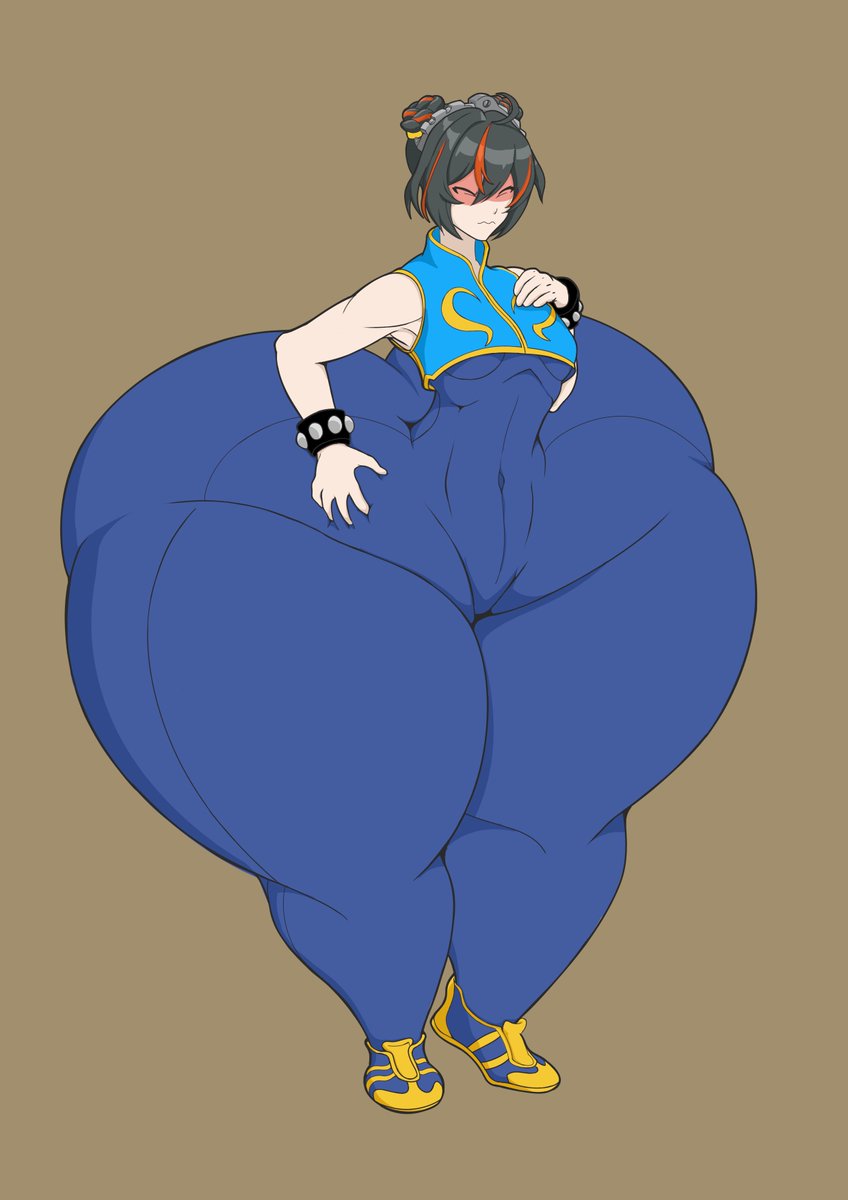 HeftyTotem's tweet photo. REALLY late with uploading this but this was my contribution to @EightXL's Halloween Secret Santa. I got  @SplatBusterGOO's prompt of Zhu from Zenless dressed up as Chun Li and embarrassed about her new 'assets'. Was a lot of fun to draw so thank you for the opportunity! https://t.co/kDBv3LpFVO