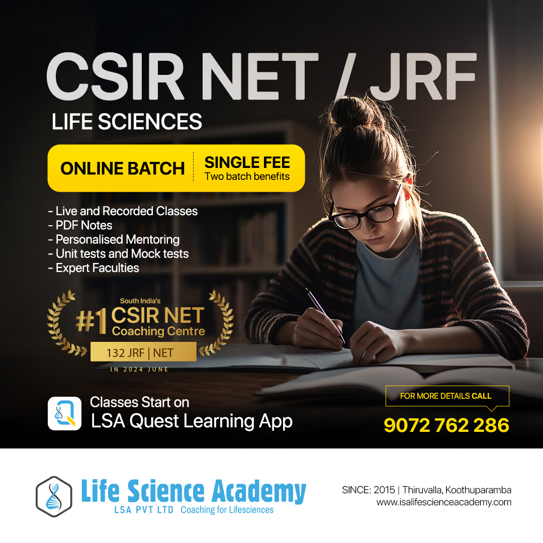 team_lsa's tweet photo. 🎓 Join South India’s No.1 CSIR NET/JRF Life Sciences Coaching!

132 JRF | NET qualifiers in June 2024!
📚 What’s Inside:

Live &amp; Recorded Classes

PDF Notes &amp; Tests
Expert Mentoring
Starts on 'LSA Quest' App 📲 📞 +91 9072762286
Achieve your dreams with us! 🔬✨ 

#CSIRNET https://t.co/ZkT6DjSBTx