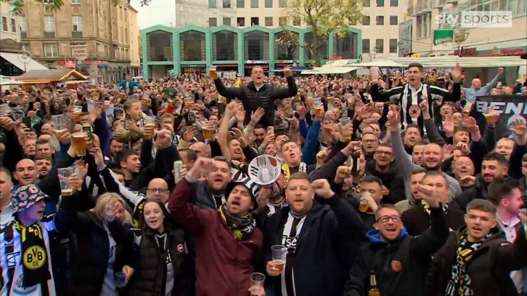 NUSCuk's tweet image. One year since thousands of Geordies descended on Markt Square in Dortmund #NUFC