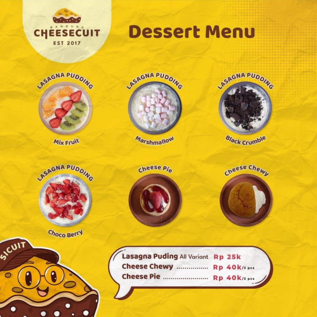 haiii, aku open jastip oleh oleh bandung inii yaaa untuk daerah bekasi, jaktim dan sekitarnyaa, harga dibawah ini udah incl fee jastipp dan aku open galama lama nih cuma sampe besok!!!