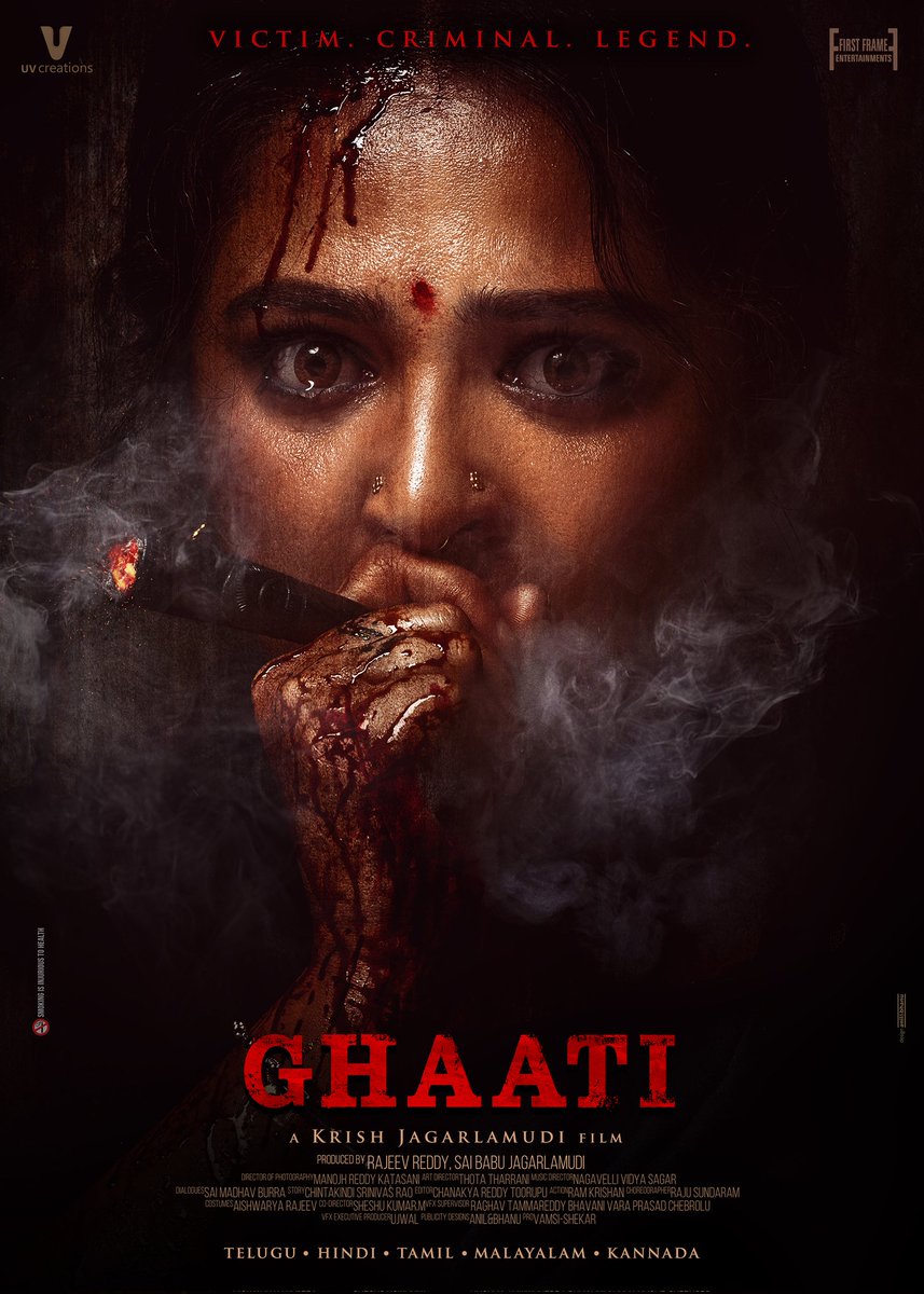 vegaent's tweet photo. VICTIM. CRIMINAL. LEGEND.
The Queen will now rule the #GHAATI ❤🔥
Wishing 'The Queen' #AnushkaShetty a very Happy Birthday ✨
#GhaatiGlimpse Video today at 4.05 PM ✨
In Telugu, Tamil, Hindi, Kannada and Malayalam.
#HappyBirthdayAnushkaShetty #DirKrish #UVCreations https://t.co/cYKm4MVSt3