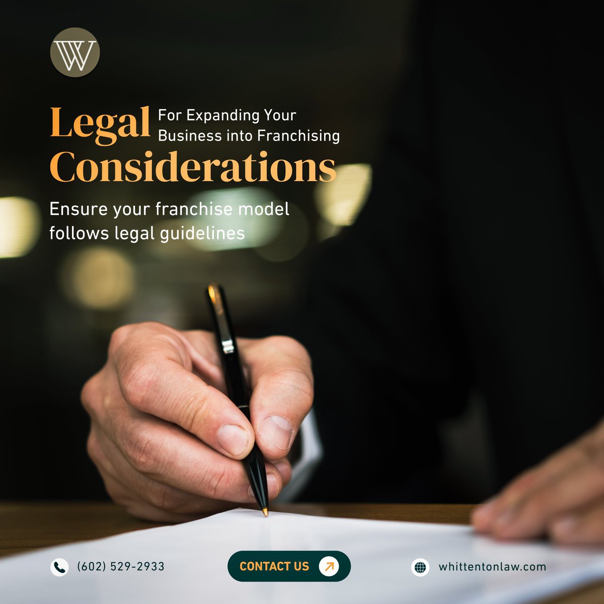 WhittentonLaw's tweet image. Expanding into franchising? Our team ensures your franchise model complies with regulations, setting you up for a successful business venture!
#FranchiseCompliance #BusinessExpansion #LegalGuidance #Franchising #BusinessGrowth #WhittentonLaw #FranchiseSupport #LegalCompliance