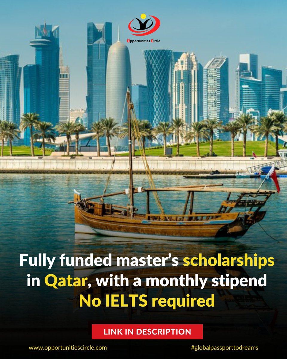oppcircle's tweet photo. Doha Institute Scholarships 2025 in Qatar | Fully Funded

Apply here: https://t.co/9MBSVw39lS

Benefits:

1) Full tuition fee coverage
2) Free accommodation
3) Monthly Stipend
4) Health Insurance

#Opportunitiescircle #Scholarships #stipend #qatar #studyabraod #study https://t.co/pvkPtZjTEg