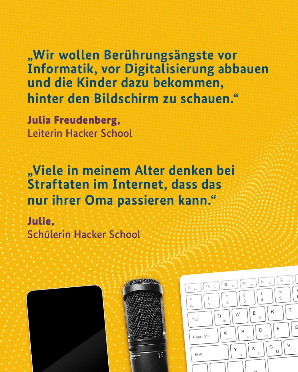 BSI_Bund's tweet image. Warum Hacken schlau macht? Das erfahrt ihr in dieser Folge #UpdateVerfügbar. Zu Gast sind die Leiterin der @hckrschl Julia Freudenberg und eine Schülerin. Sie erzählen, was auf den Lehrplänen steht und wie cool IT-Themen sein können. Hört unbedingt rein: bsi.bund.de/dok/1124924