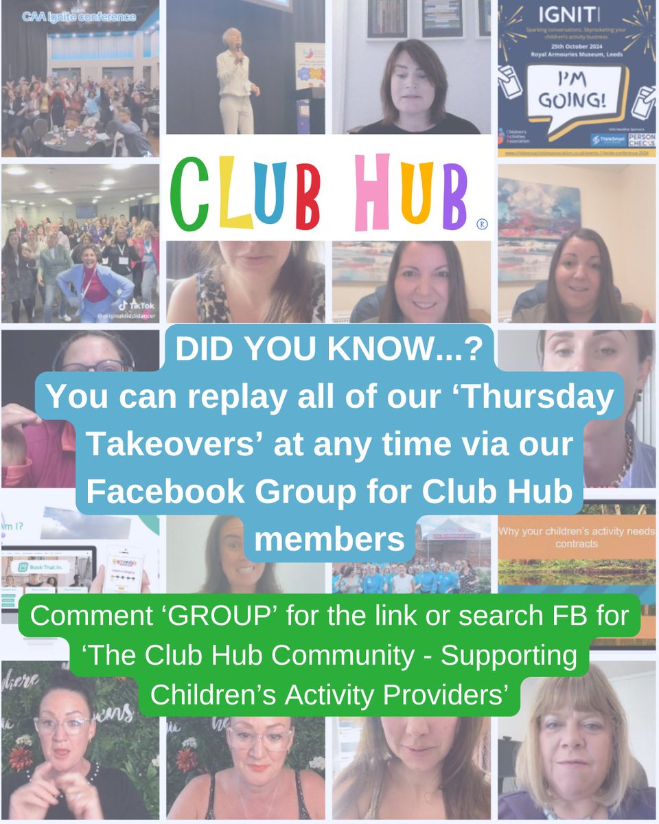 clubhubuk's tweet photo. Our Thursday Takeovers are packed full of valuable knowledge from industry experts! If you are a Club Hub member, you're invited to join our Facebook group &amp; can replay these Thursday Takeovers any time. 

Search FB for 'The Club Hub Community'!

 #ThursdayTakeover #ClubHubUK https://t.co/59EuXnIgHG