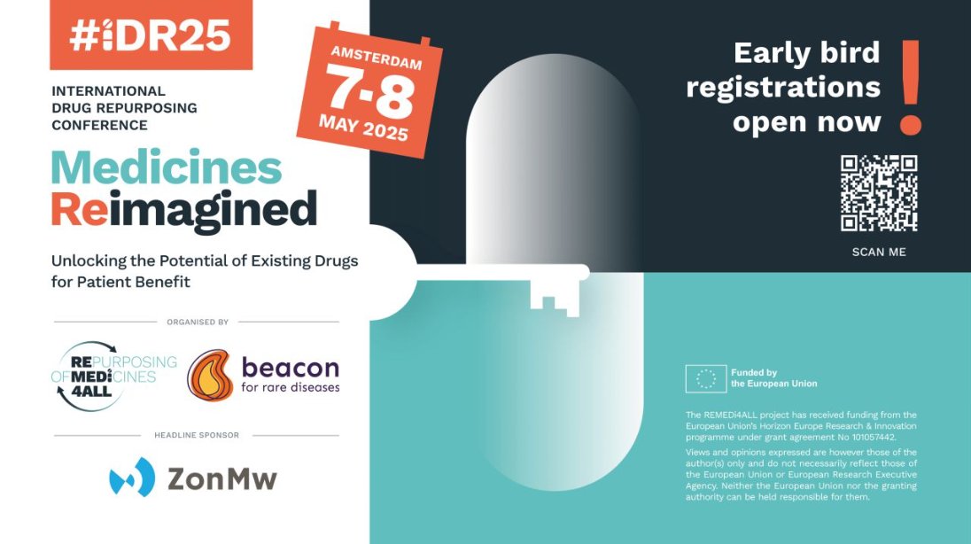 EatrisEric's tweet photo. 📢Early Bird Alert! Don’t miss your chance to attend #iDR25 - the International Drug Repurposing Conference - to:

✨Discover innovative #DrugRepurposing approaches
🤝Engage with leading experts
🌐Be part of a thriving community

Tickets here👉 https://t.co/lKL6Pbe5p0 @REMEDi4ALL https://t.co/BSpcdZg7Rs