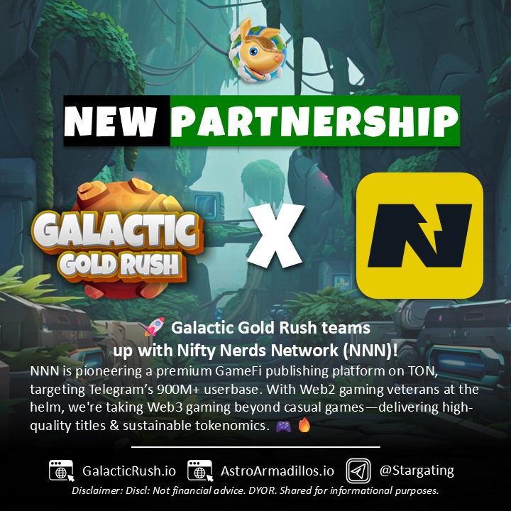 🌌 Exciting news from Astro Armadillos GalacticRush.io! 𝐖𝐞'𝐫𝐞 𝐭𝐡𝐫𝐢𝐥𝐥𝐞𝐝 𝐭𝐨 𝐩𝐚𝐫𝐭𝐧𝐞𝐫 𝐰𝐢𝐭𝐡 𝐍𝐢𝐟𝐭𝐲 𝐍𝐞𝐫𝐝𝐬 𝐍𝐞𝐭𝐰𝐨𝐫𝐤 (𝐍𝐍𝐍) 𝐭𝐨 𝐝𝐫𝐢𝐯𝐞 𝐠𝐥𝐨𝐛𝐚𝐥 𝐛𝐥𝐨𝐜𝐤𝐜𝐡𝐚𝐢𝐧 𝐚𝐝𝐨𝐩𝐭𝐢𝐨𝐧, 𝐚𝐜𝐜𝐞𝐥𝐞𝐫𝐚𝐭𝐢𝐧𝐠