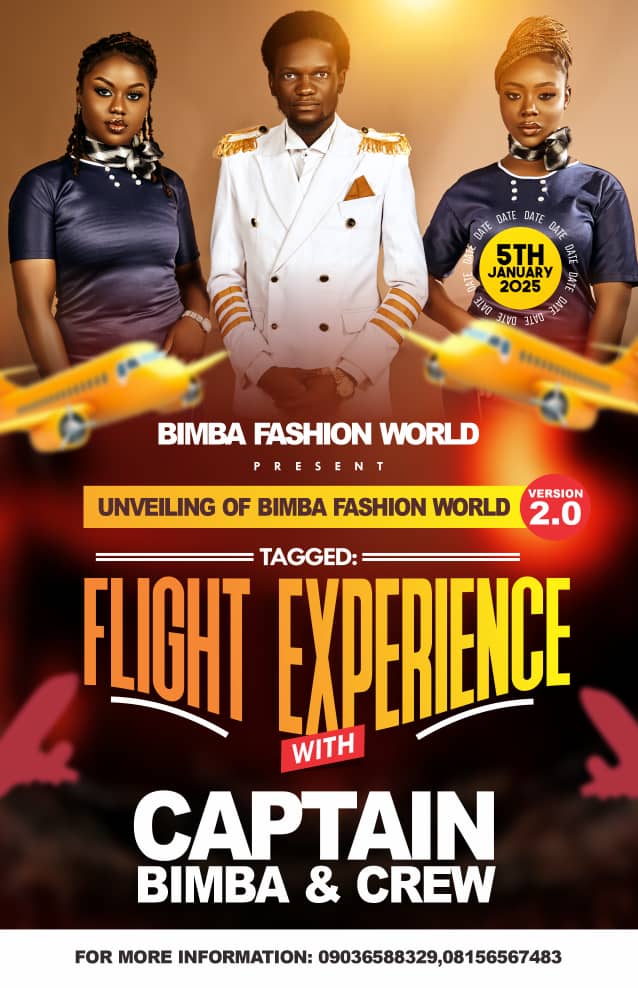 jeremiahbimba2's tweet photo. "Prepare for takeoff into the future of fashion! 🚀 Join us on a high-flying adventure at Flight Experience with Captain Bimba—an event that will elevate your style to new heights. The runway awaits… are you ready? #FlightExperience #CaptainBimba #FashionAtAltitude" https://t.co/jhCxcXmAvy