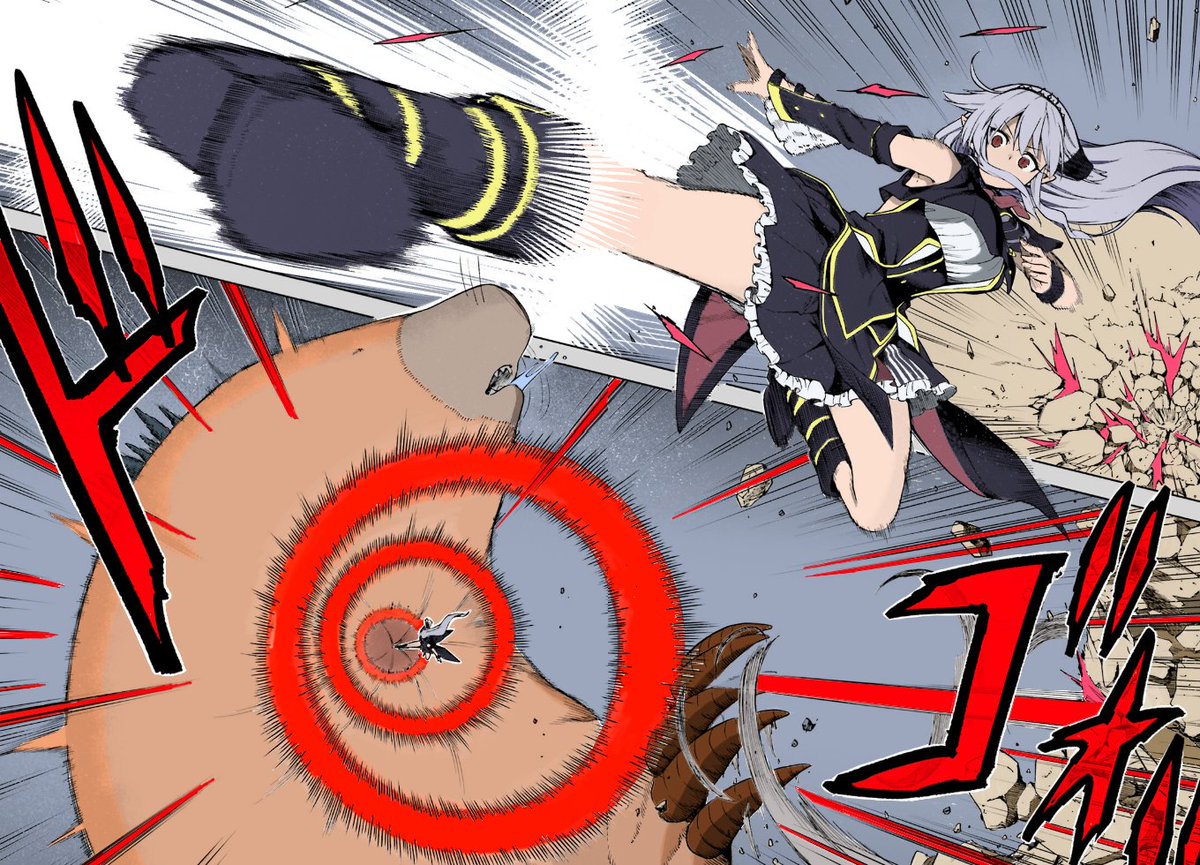 MkaptainKaro's tweet photo. I tried coloring one of my favorite spread pages in the combatants will be dispatched manga! The demon lord punch is spectacular and I tried to do it justice! I got lazy near the end but I think it turned out great!! Process is down below!
#戦闘員派遣します
#sentoin https://t.co/7DBstnXXlQ