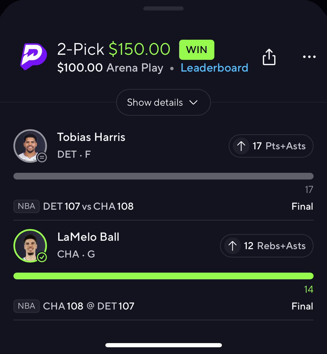 BreadmakerBets's tweet image. 1.5x ✅✅✅

Restarting Day 2 tomorrow 🙏 

#PrizePicks #GamblingX #NBA #POTD