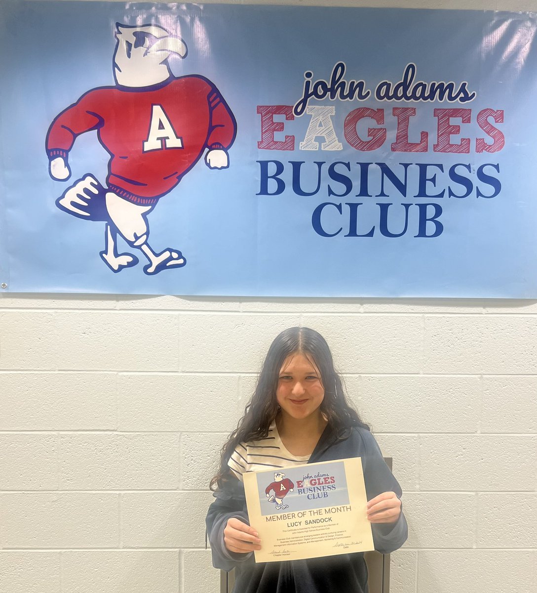 Congratulations Lucy Sandoval, <a href="/ja_biz_club/">John Adams HS Business Club</a> student of the month for September!
