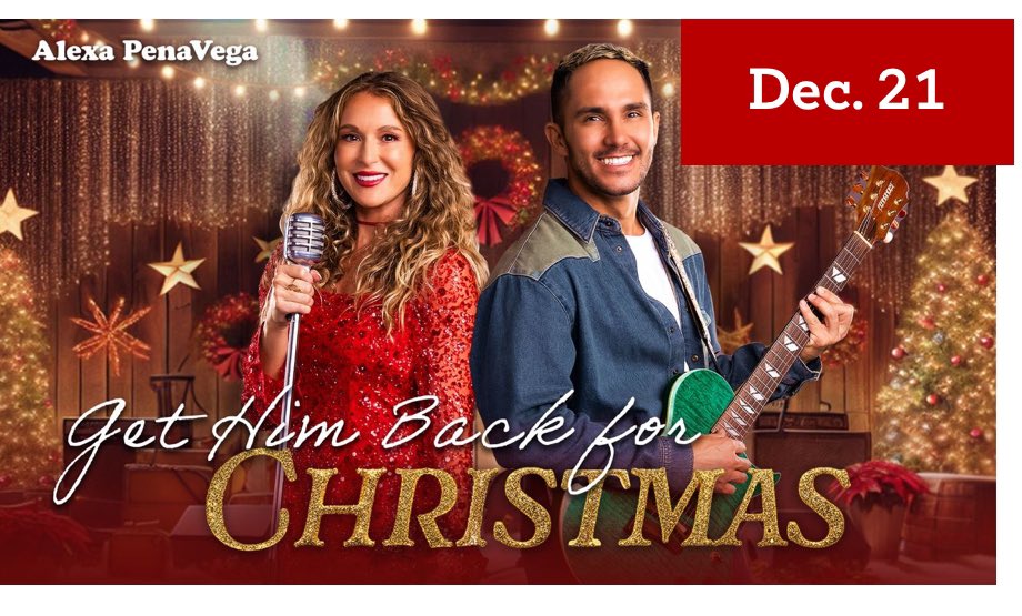 December 21st I can’t wait to watch this movie Get Him Back For Christmas <a href="/TheCarlosPena/">Carlos PenaVega</a> <a href="/GAfamilyTV/">Great American Family</a> <a href="/alexavega/">Alexa PenaVega</a> this Christmas movie going to be awesome to watch with my family. 

<a href="/TheCarlosPena/">Carlos PenaVega</a> I can’t wait to hear you sing this movie with Alexa 

Mark yall calendar on 21st Dec.