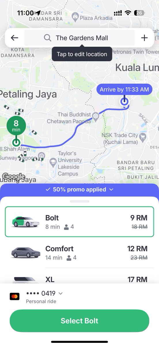 paultantk's tweet photo. bolt app is live in msia. can book already. another alternative to grab.

theyre offering 50% off first 20 rides up to max RM15 discount per ride https://t.co/uvX4mRkkbP