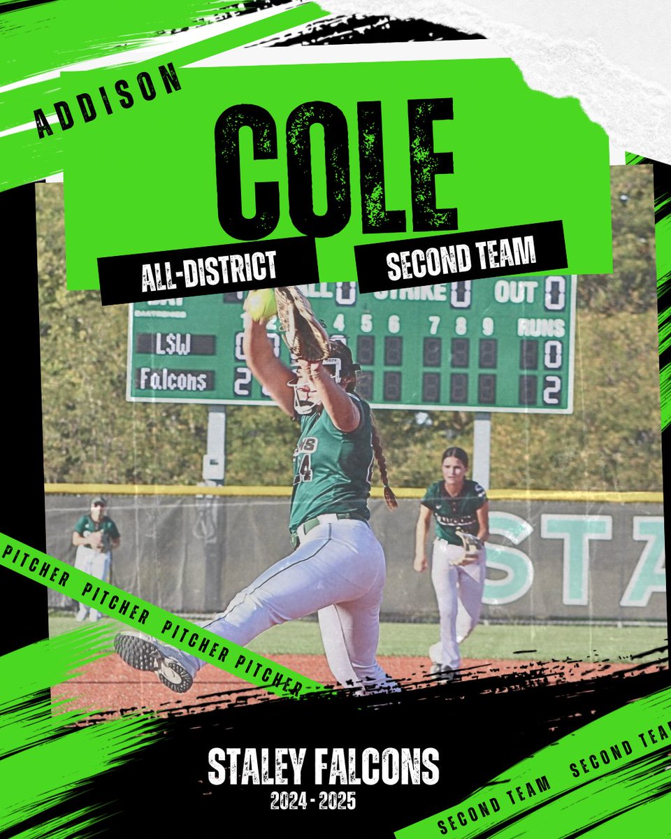 StaleyFalconsSB's tweet photo. Our junior @AddisonCole2026 had a great season in the ⭕️ for #staleysoftball Can’t wait to see what she does as our senior ace next season! https://t.co/9JOAd9w3FS