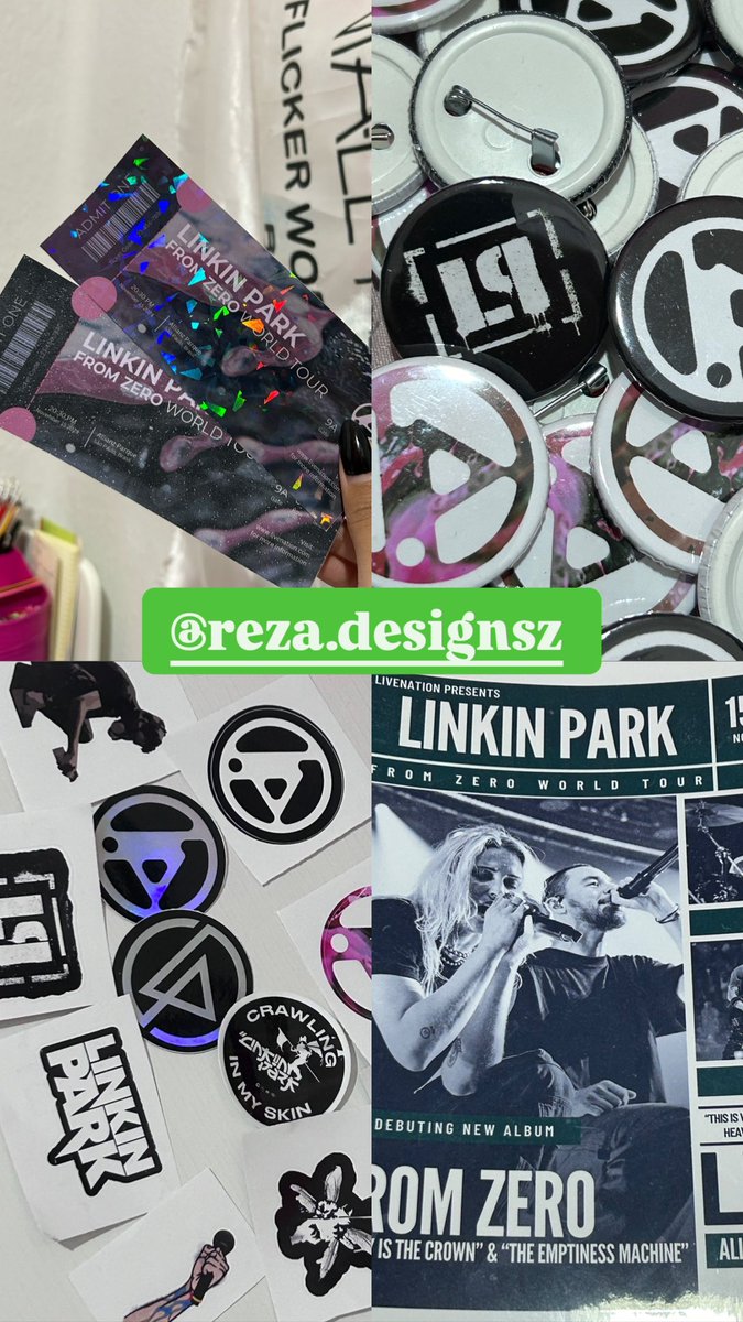 Msdurst's tweet image. Eai Galera, eu sou a Reza e dia 15 e 16  de Novembro estarei vendendo itens personalizados do Linkin Park. Sobre os ingressos personalizados: sob encomenda até dia 12 de Novembro.
Se tiver interesse me manda uma DM ou no @reza.designsz pelo IG

#LinkinPark #FromZeroWorldTour