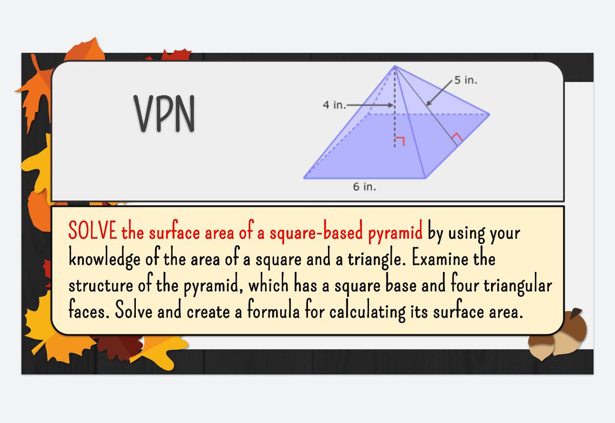 mhelladisla's tweet photo. Collaboration and Discovery Learning in Action!💡

7th grade applied their knowledge of squares and triangles to solve the square-based pyramid surface area and derived their own formula! They understood the lesson before we even got to the notes! 📖 #ProblemSolvers https://t.co/9aQ1tEdtd9