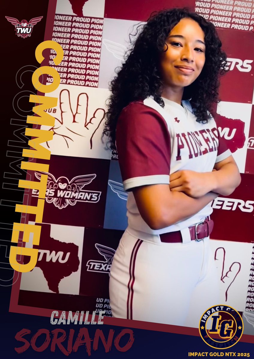Impact Gold NTX 2025 (@igntx2025) on Twitter photo Congrats to 2025 C/CF <a href="/sorianocam/">Camille Soriano</a> on committing to continue her education & softball career at Texas Womanβs University. We are so proud of you for putting in the work, believing in yourself & trusting the process! #trusttheprocess #goldblooded <a href="/ImpactGoldOrg/">Impact Gold Fastpitch</a> <a href="/tp_softball/">Coach Sunil Sunder Raj-Softball Player Interviews</a> Congrats to 2025 C/CF <a href="/sorianocam/">Camille Soriano</a> on committing to continue her education & softball career at Texas Womanβs University. We are so proud of you for putting in the work, believing in yourself & trusting the process! #trusttheprocess #goldblooded <a href="/ImpactGoldOrg/">Impact Gold Fastpitch</a> <a href="/tp_softball/">Coach Sunil Sunder Raj-Softball Player Interviews</a>