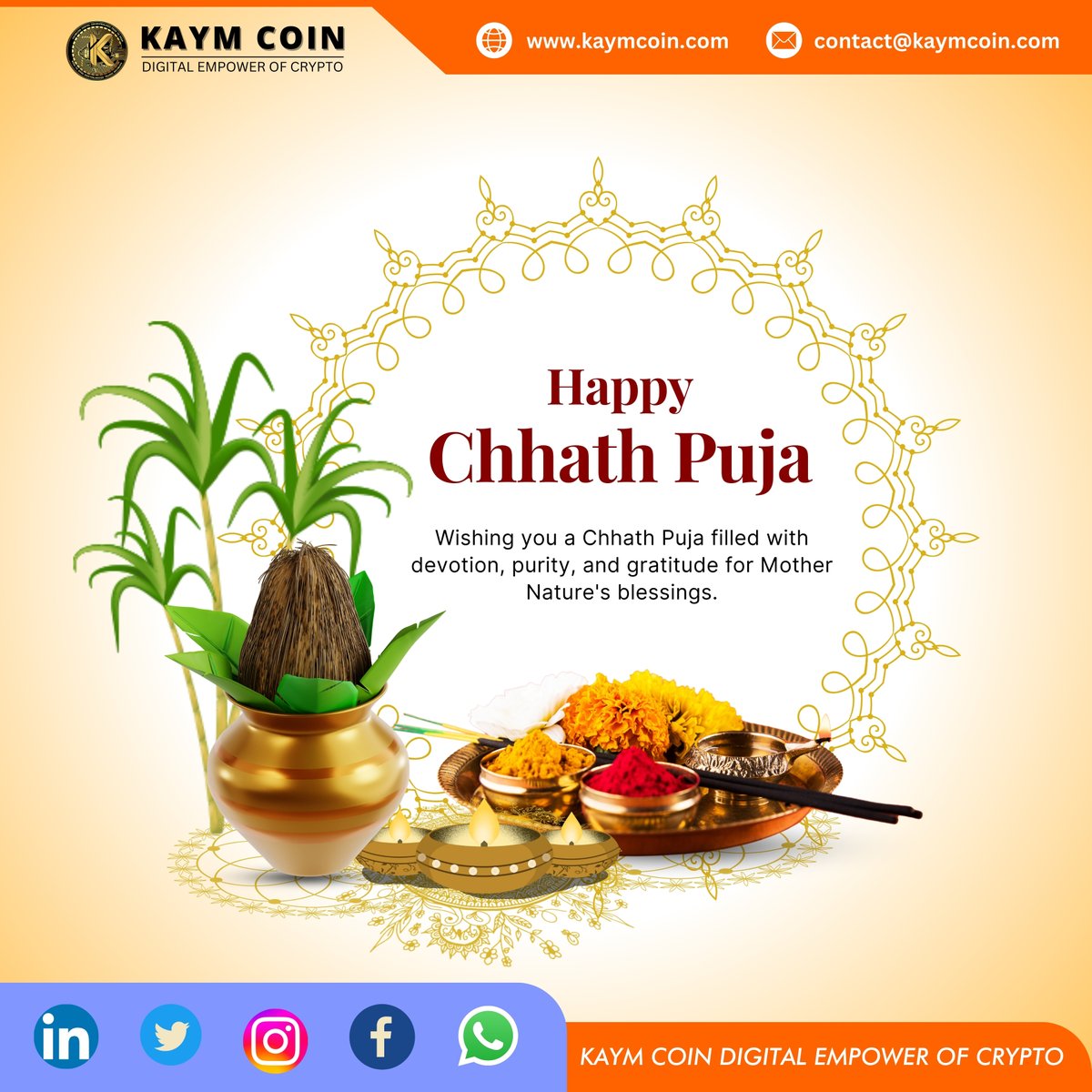 kaymcoin's tweet photo. Gratitude to the Sun, the giver of life. 🌞✨ Wishing everyone a blessed Chhath Puja filled with peace and prosperity. 🙏

Stay Connected:
🌐 Visit: https://t.co/B3ewCvUaUi
📧 Email: contact@kaymcoin.com
.
.
.
.
.
.
.
.
#chhatpuja
#chhathmahaparv
#chhathparv
#kaymcoin https://t.co/vCR6A5QqrP
