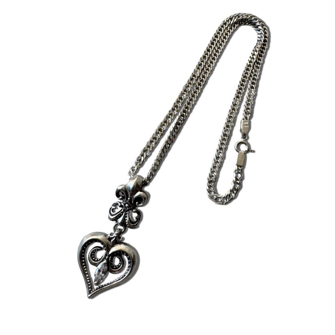 エルカジョン　ネックレス　925 ♾vintage silver jewelry♾ stone combination sway heart charm