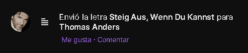 FifyGoetia's tweet photo. LET'S GOOO, The @letras site accepted the lyrics of Steig Aus, Wenn Du Kannst (A Thomas Anders Song) as a contribution from me and I'm happy about that.
Wuuuu!!!
#ThomasAnders #Germansong https://t.co/i5kYnSeOFx
