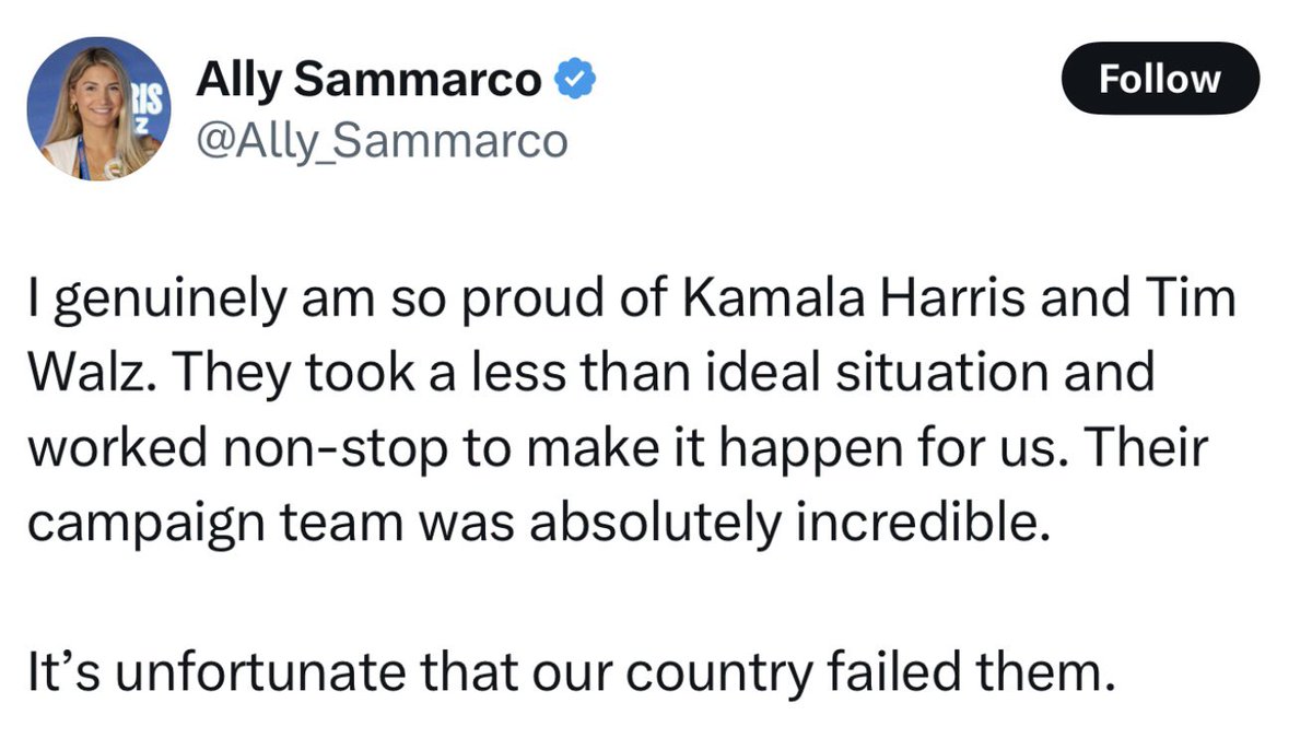RobertMSterling's tweet image. Kamala Harris’s campaign didn’t fail the American people. The American people failed the Kamala Harris campaign.