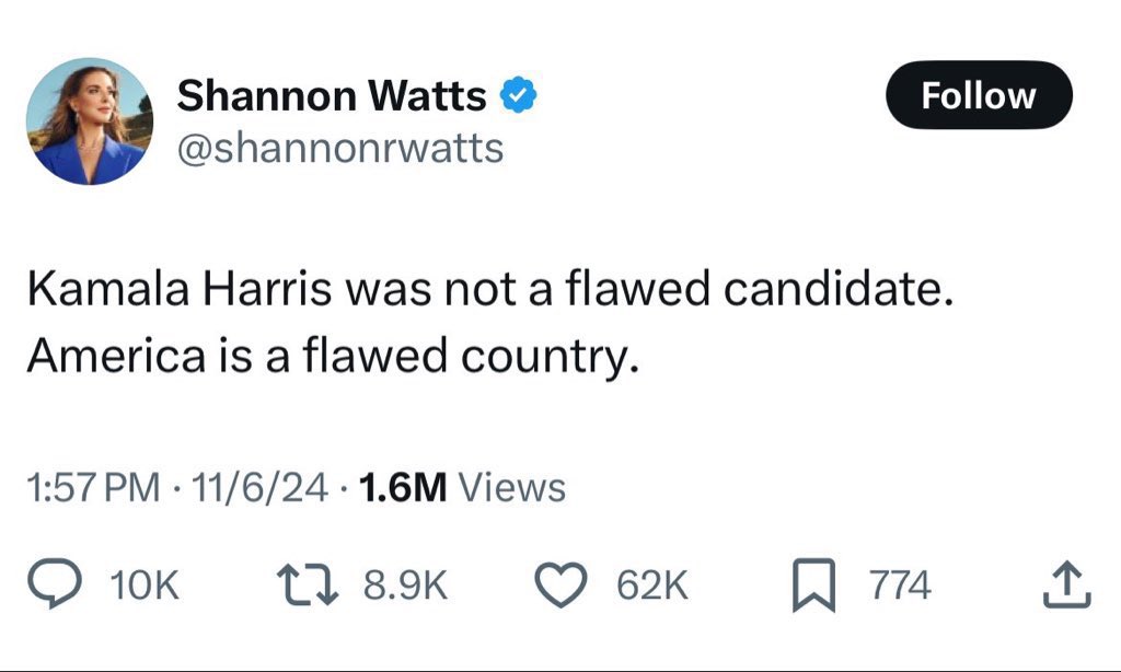 RobertMSterling's tweet image. Kamala Harris’s campaign didn’t fail the American people. The American people failed the Kamala Harris campaign.