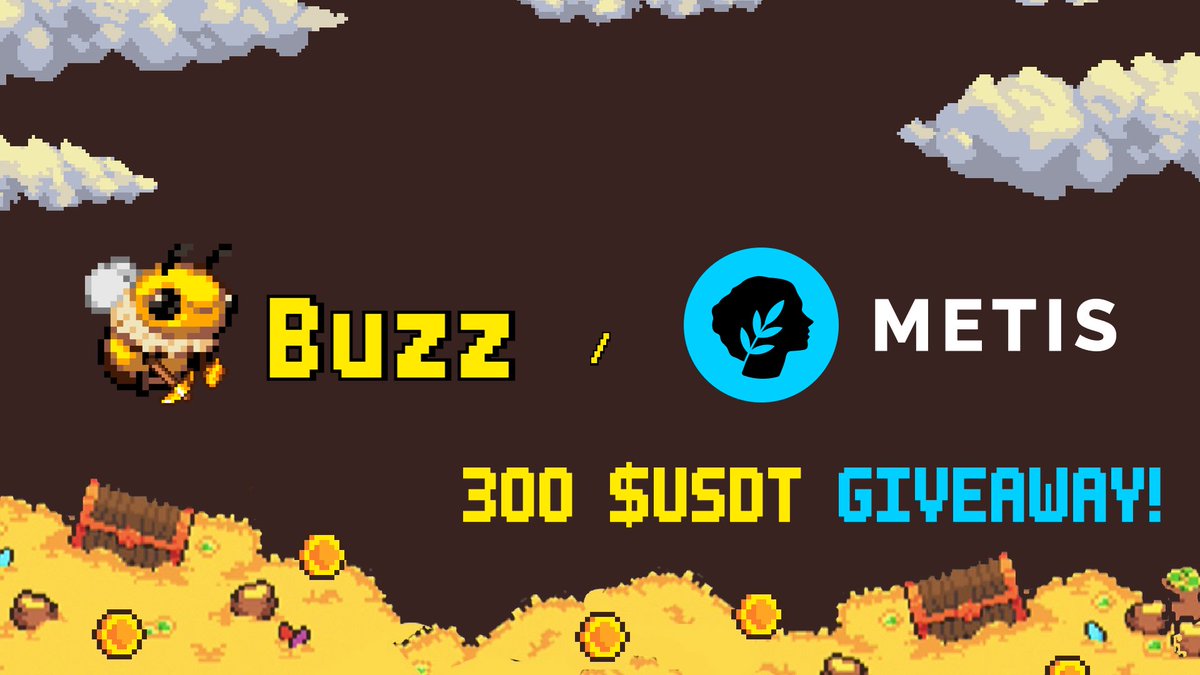 🎉 Giveaway to celebrate the Treasure Chest event ($10,000 in METIS)
🎮Let's BUZZ to win: t.me/buzz_mine_bot/…

🏆 300 $USDT  to 20  

1️⃣ Follow <a href="/MetisL2/">Metis🌿</a>  &amp; <a href="/BuzzWeb3_/">Buzz🐝</a> 
2️⃣ Like + RT &amp; tag 3 frds
3️⃣ Drop EVM address👇

📅 Nov 7  -  Nov 17

#BUZZ #Metis #web3 #Gaming <a href="/MetisL2/">Metis🌿</a>