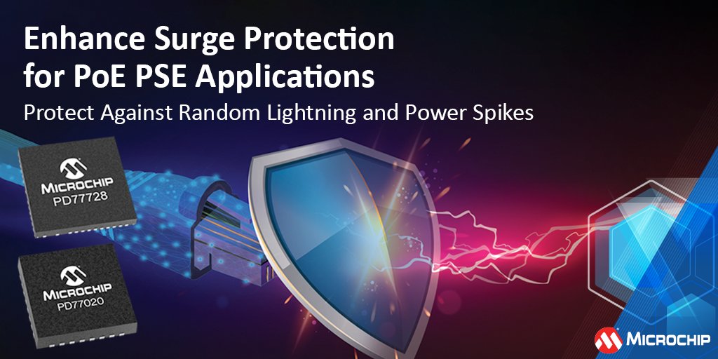 MicrochipTech's tweet photo. Our latest generation PSE IC chipset provides enhanced surge protection against unexpected lightning strikes &amp; power spikes, ensuring greater reliability in fluctuating environmental conditions. Learn more: https://t.co/sHpwwO1DRK. #PoEPSE #PoEMidspan #OutdoorCamera #OutdoorWiFi https://t.co/SdWhonCoxn