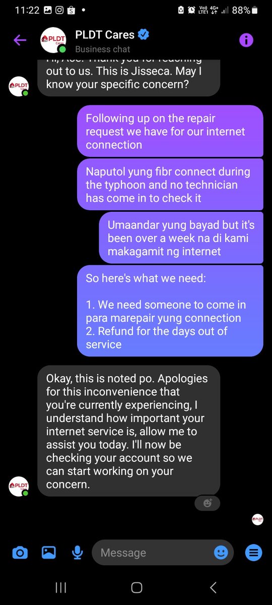 acecreatesph's tweet photo. Hi @PLDTHome @PLDT_Cares, I hate resorting to online rants like what happened to us at Globe. However, we’re pushed to do so since confusing chatbots, over an hour wait, and putting in follow-up notes by your chat representative won't fix our internet in Laguna. https://t.co/vEmsk4fE4R