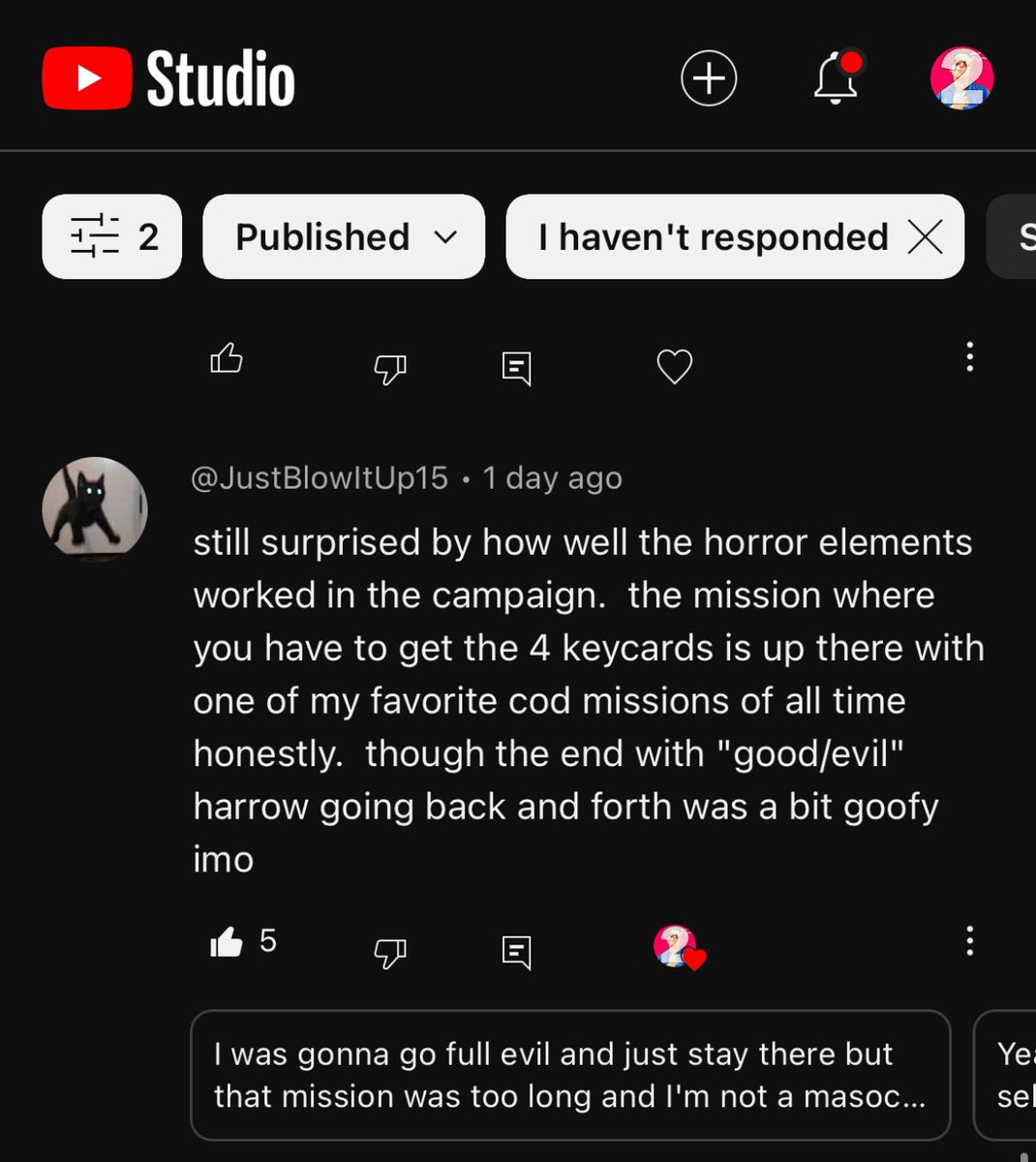 JERICHO's tweet photo. YouTube studio is offering AI generated comment replies to me in what I assume is its idea of my voice. I truly hate what content has become. If you ever see me comment, I’m giving you my full attention. This shit devalues interactions to a checklist. Gross. https://t.co/rUGWa0fKvT