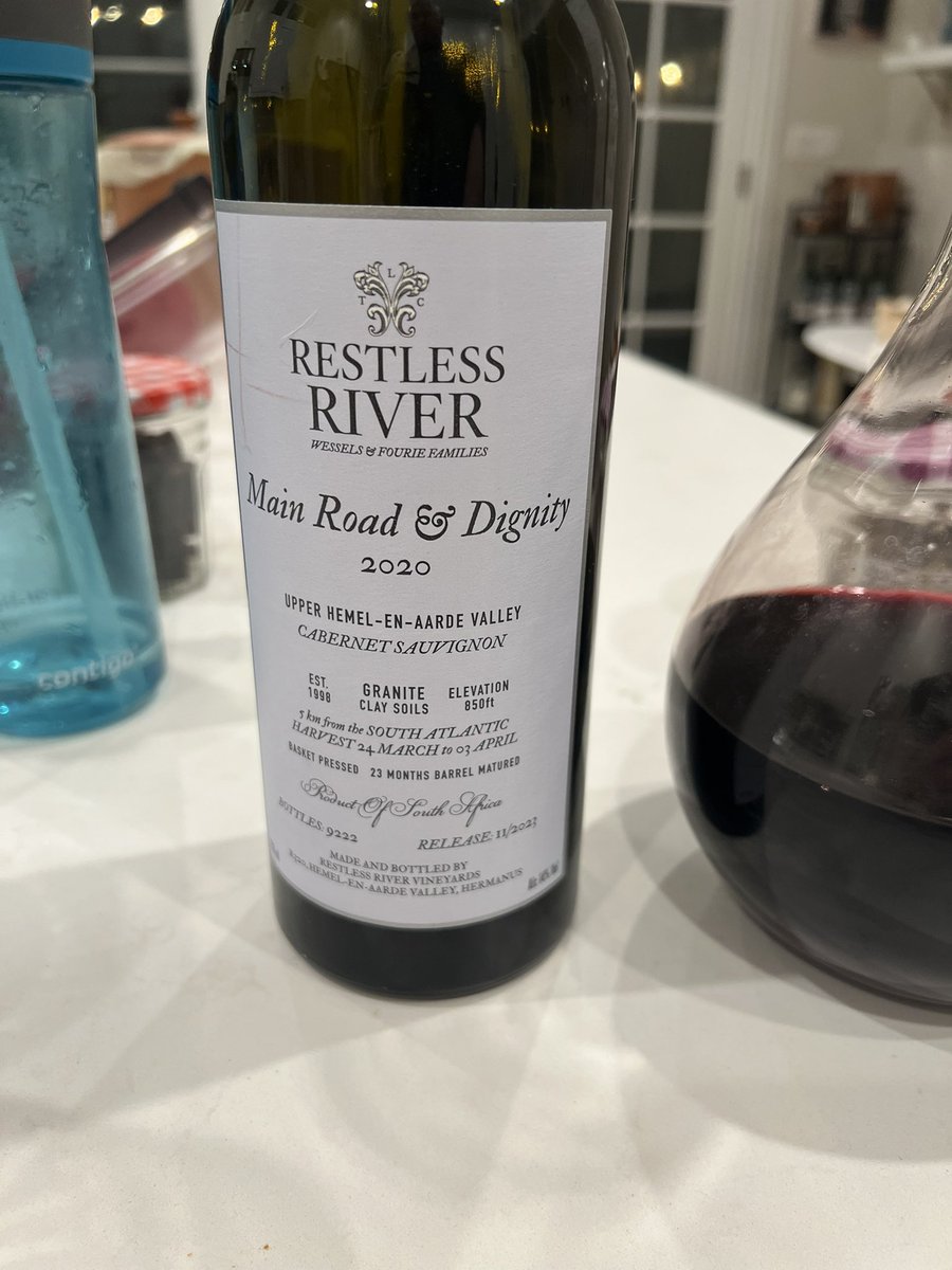 Commiserating at home about our terrible future by opening a great wine before tariffs take place. <a href="/restlessriverRR/">Restless River</a> <a href="/leduwines/">Le Du's Wines</a>