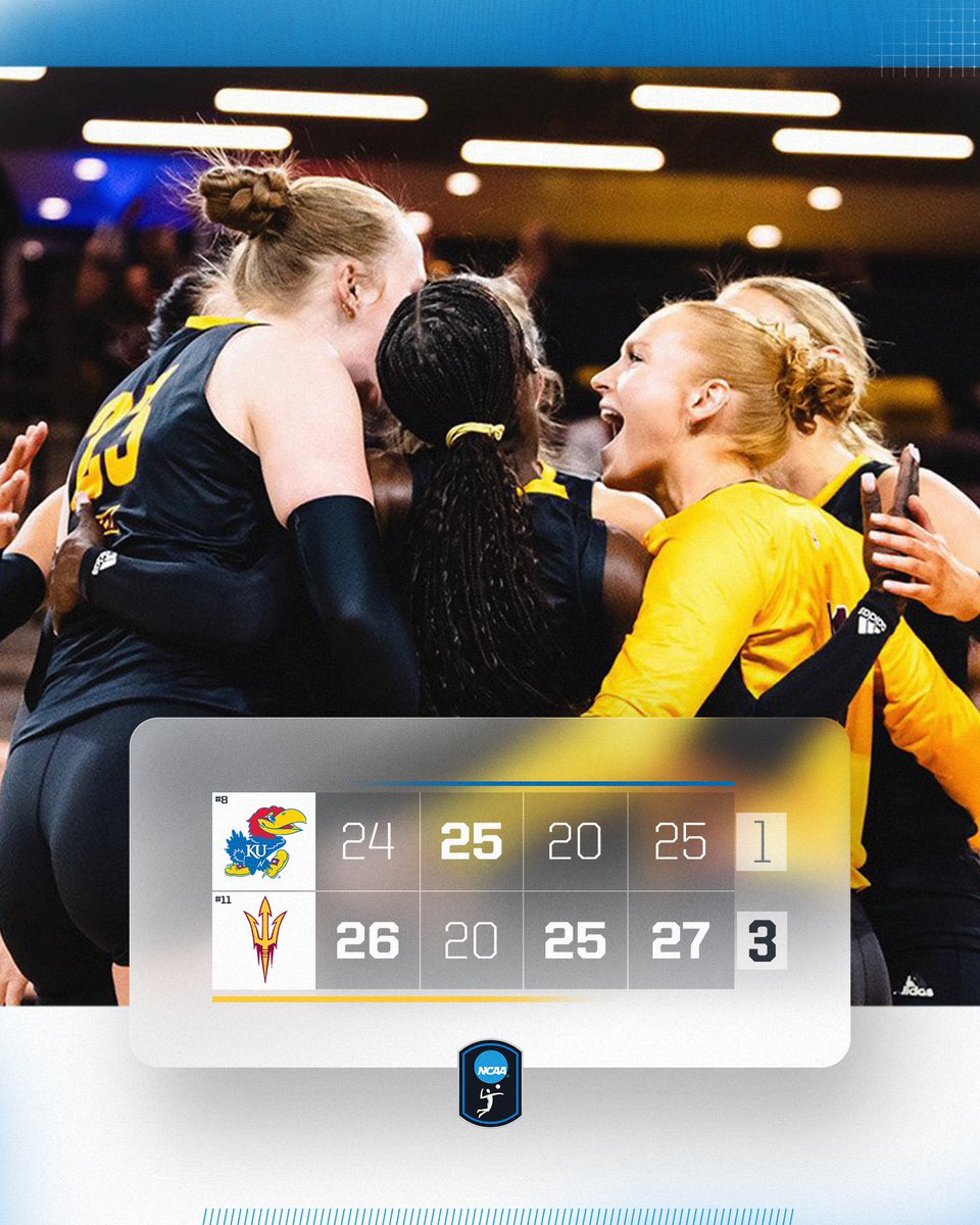 Sun Devils get the W 🔥

No. 11 <a href="/SunDevilVB/">Sun Devil Volleyball</a> gets the win over No. 8 Kansas in four sets!

#NCAAWVB